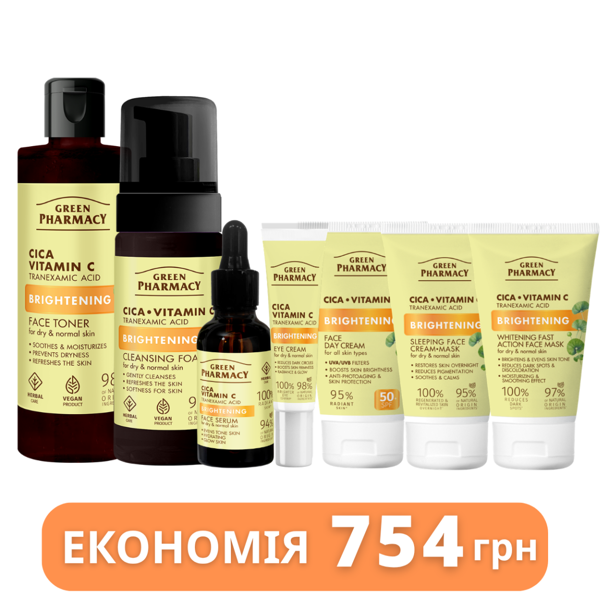Набір для обличчя Green Рharmacy Brightening Цика і Вітамін С №7